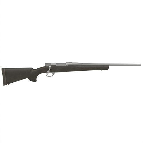 HOGUE HOWA Mini-Action er en lett og kompakt rifle med høy pålitelighet, rask sykling, og et slitesterkt svart syntetisk skjefte, perfekt for jakt og praktisk skyting.